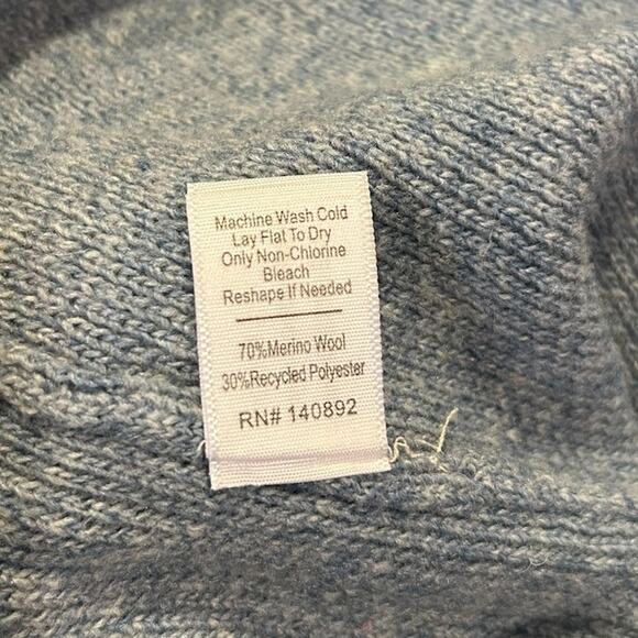 MARINE LAYER Heather Blue Merino Wool Blend Short Sleeve Sweater Tee Size Large - Picture 9 of 10